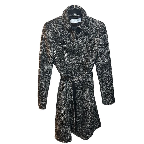 Women’s Tahari Vintage Peacoat Black And White Polyester /wool Size XS 90s Y2K - Picture 2 of 3